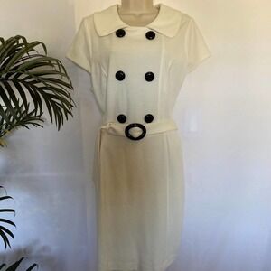 VENUS Dress Cap Sleeve Cream/Black Accent